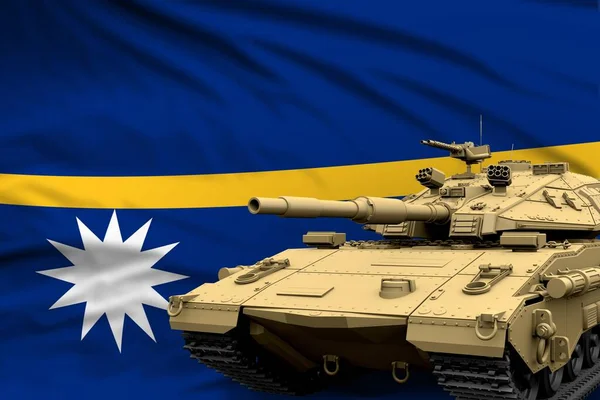 Nauru Modern Tank Real Design Flag Background Tank Army Forces — Stock Photo, Image