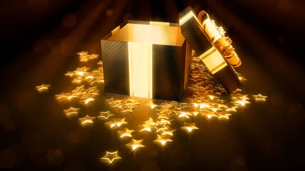 Black Friday Opened Present Light Abstract Rendering — Stock Photo, Image