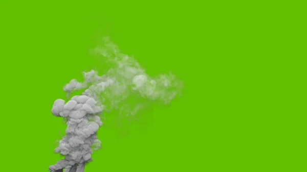緑の画面上の森林火災から灰色の有毒煙列 工業用3Dイラスト — ストック写真