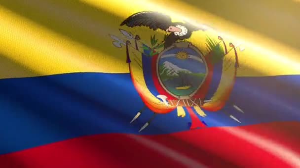 Ecuadors Glänzende Flagge Loop Animation — Stockvideo