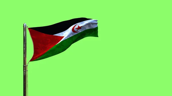 Waving Flag Western Sahara State Holiday Green Screen Isolated Object — Stock Photo, Image