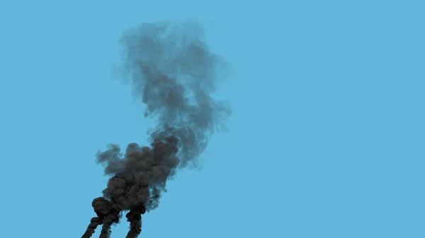 Svart Rik Föroreningsrök Avgaser Från Avfallsförbränning Isolerad Industriell Rendering — Stockfoto