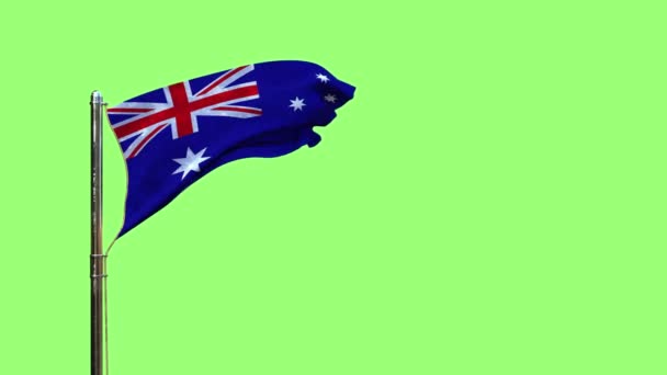 Acenando Bandeira Austrália Para Celebração Nacional Tela Verde Isolado — Vídeo de Stock