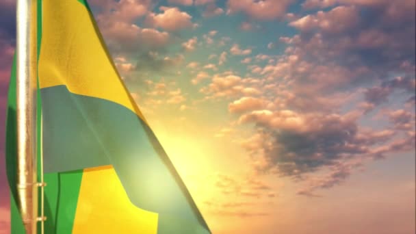 Bayrak Gün Batımında Gökyüzünde Sallanıyor Bağımsızlık Günü Için Yumuşak Odaklanma — Stok video
