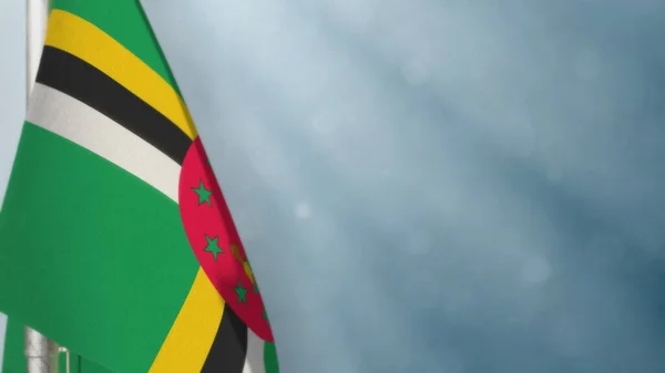 Dominica Vlag Hangt Blauw Voor Onafhankelijkheidsdag Zachte Focus Abstracte Illustratie — Stockfoto