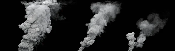 Colunas Fumaça Contaminação Branca Resíduos Queimados Preto Isolado Ilustração Industrial — Fotografia de Stock