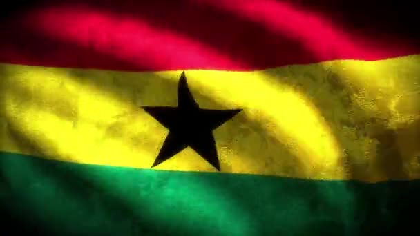 Ghana Anello Bandiera Grungy — Video Stock
