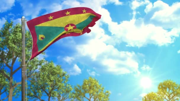 Flagga Grenada Solig Dag Komfort Liv Symbol — Stockvideo