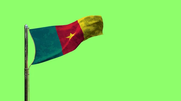 Waving Flag Cameroon National Celebration Green Screen Isolated Object Illustration — Stock Photo, Image