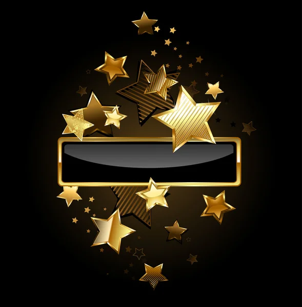 Banner retangular com estrelas de ouro — Vetor de Stock