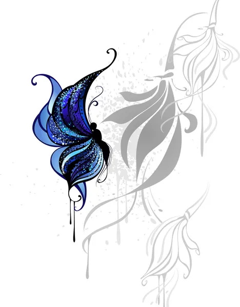 Papillon bleu foncé — Image vectorielle