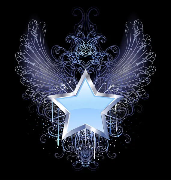 Estrella azul sobre un fondo oscuro — Vector de stock