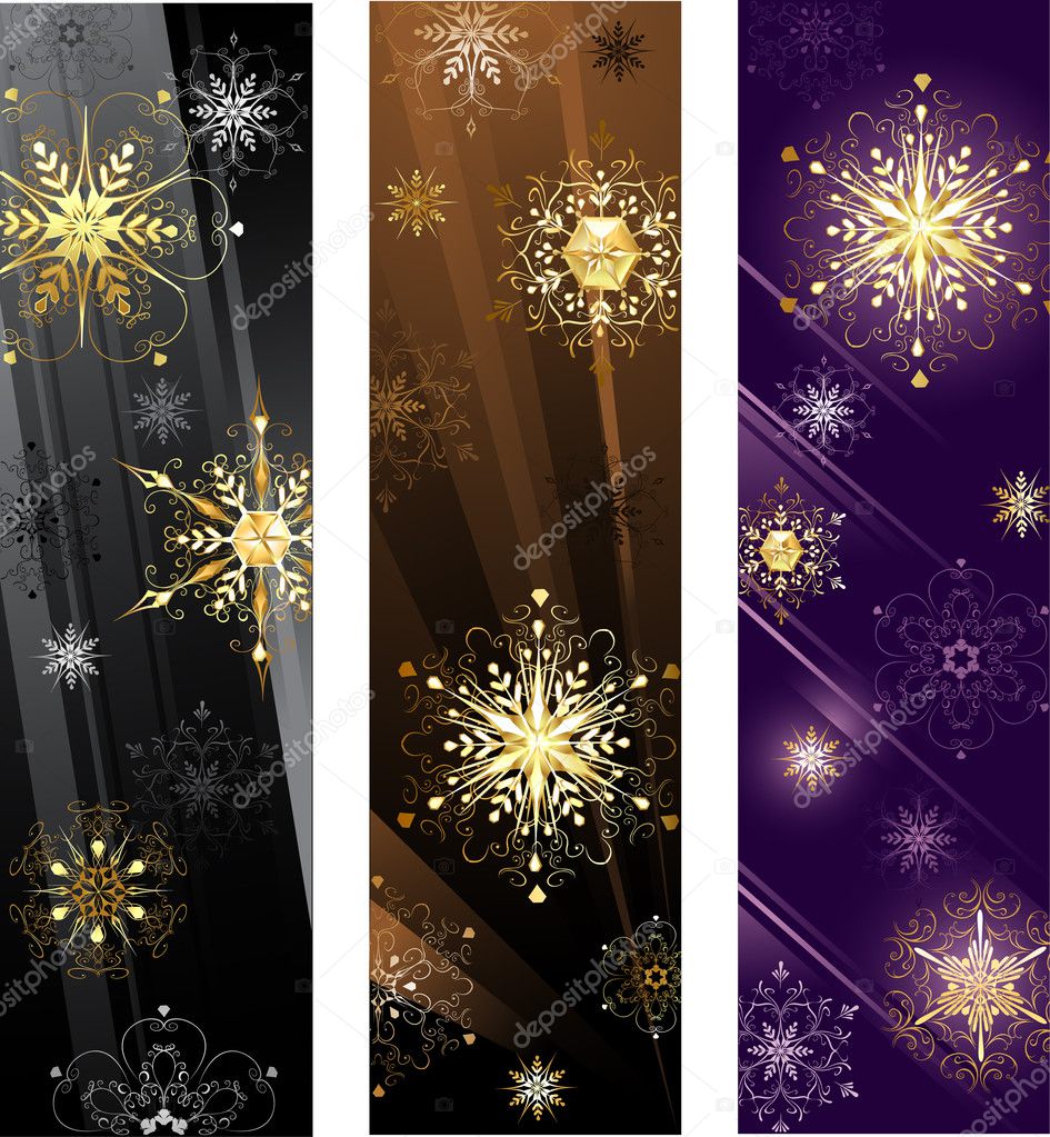 banner with golden snowflakes
