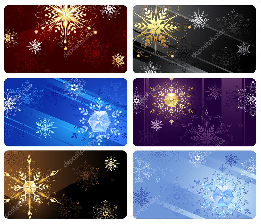 Business cards with snowflakes