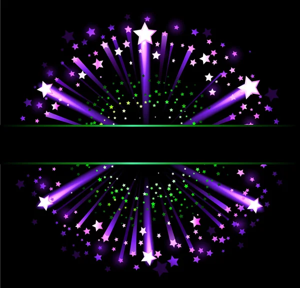 Banner con fuegos artificiales — Vector de stock