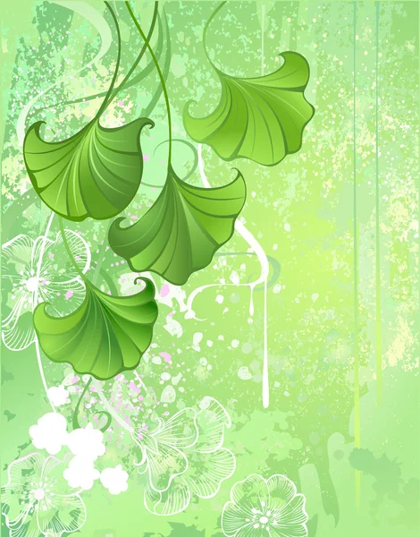 Background with spring green leaves — Stock Vector