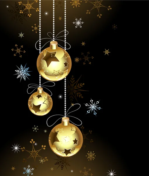 Gold Christmas baubles — Stock Vector