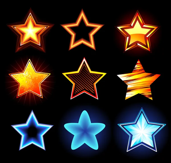 Serie di stelle incandescenti — Vettoriale Stock