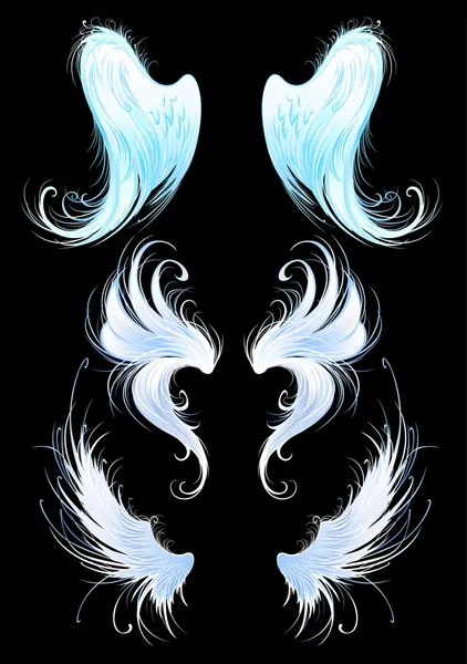 Angels wings on a black background — Stock Vector
