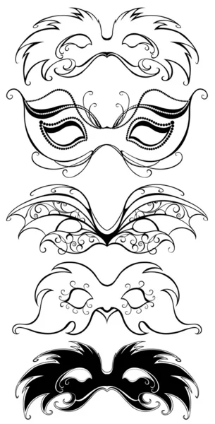 Máscaras de carnaval negro — Vector de stock