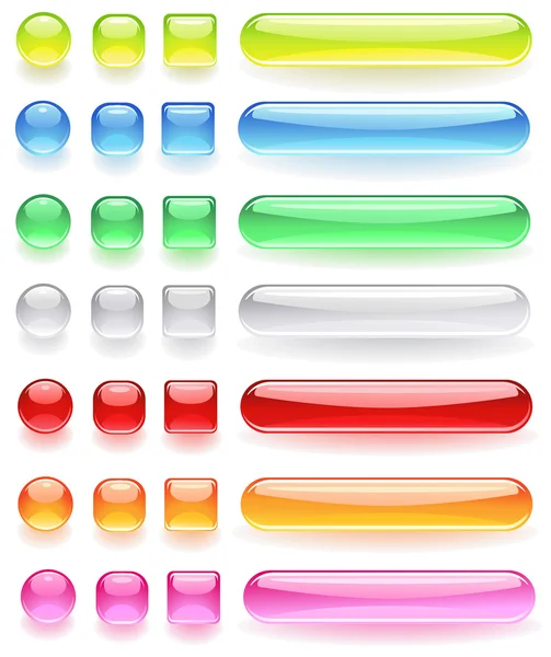 Ícones de computador do vidro colorido brilhante — Vetor de Stock