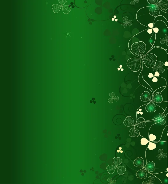 Golden leaf clover on green background — Stock Vector
