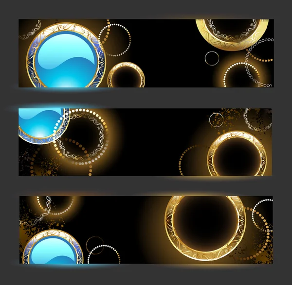 Banner met gouden ringen — Stockvector