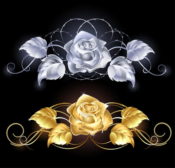Altın ve gümüş rose — Stok Vektör