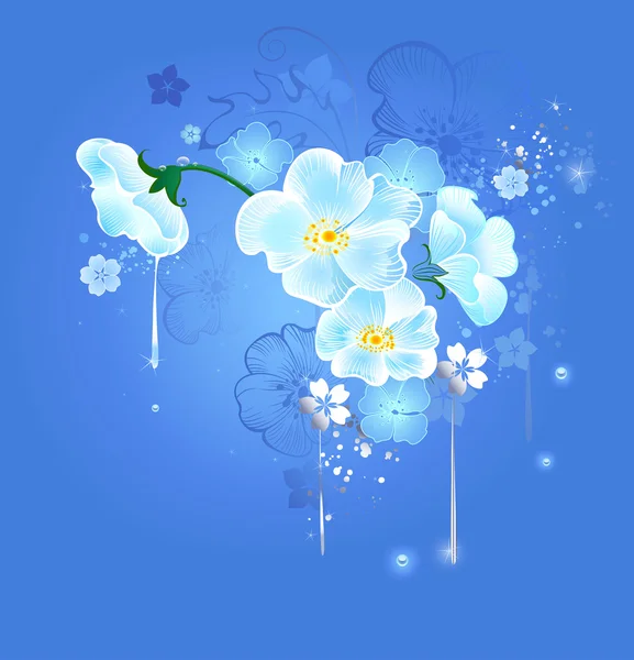 Fleurs blanches magiques — Image vectorielle
