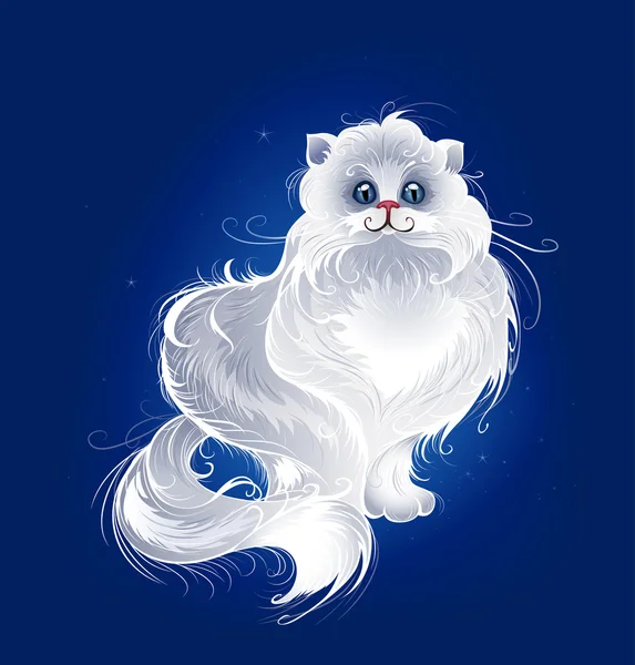 마법의 백색 페르시아 고양이 — 스톡 벡터