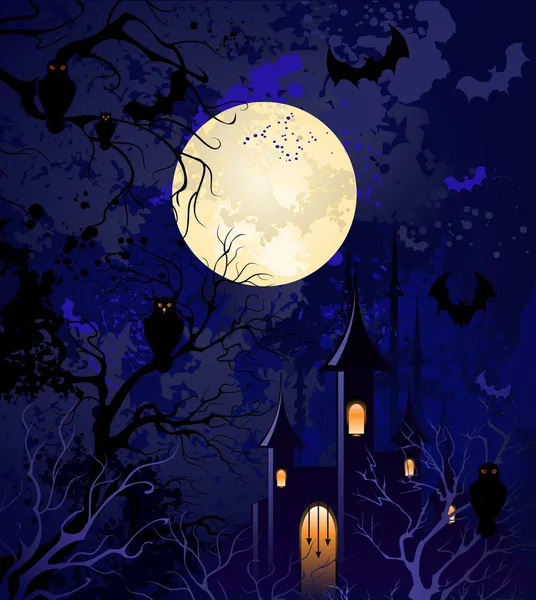 Nuit au clair de lune à Halloween — Image vectorielle