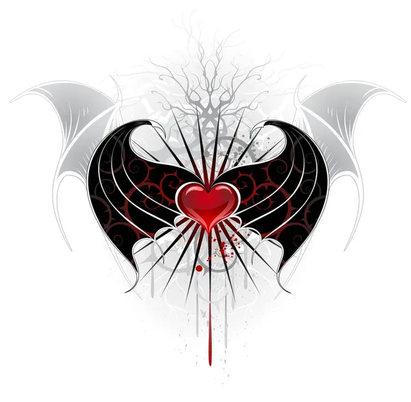 Coeur rouge d'un vampire — Image vectorielle