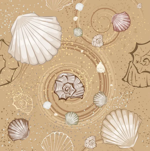 Seamless pattern of seashells — Stock Vector