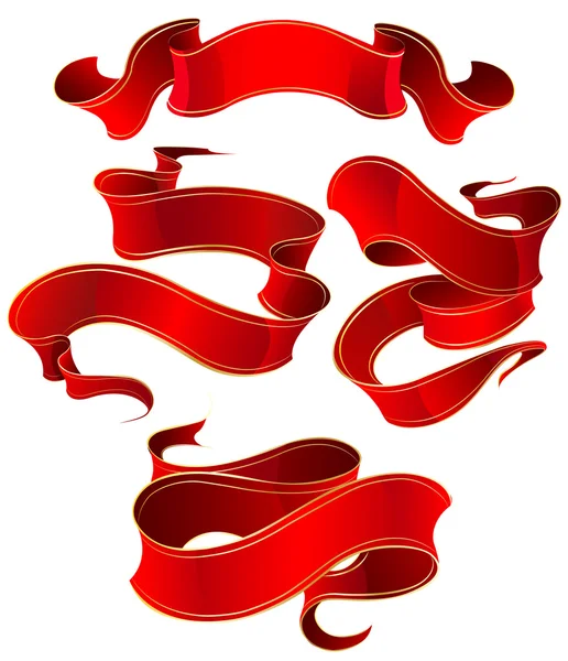 赤い絹のリボン — ストックベクタ