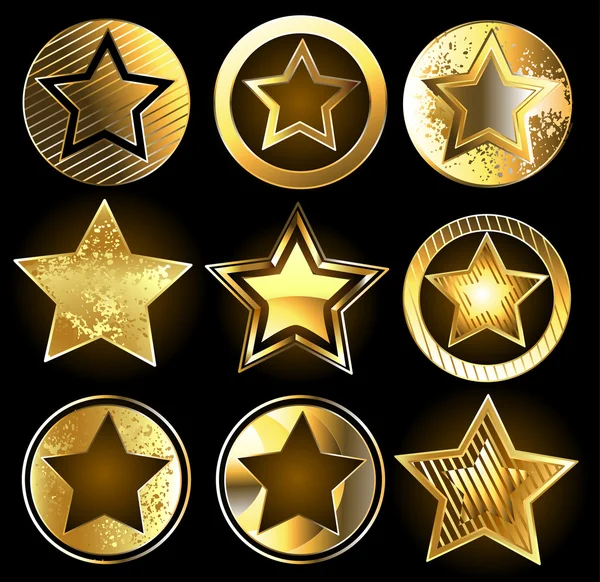 Set of military gold stars — Stock Vector