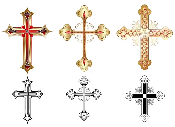 Drie gouden kruis — Stockvector