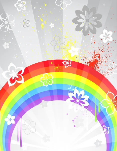Grijze achtergrond met een regenboog — Stockvector