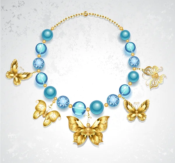 Collana farfalle d'oro — Vettoriale Stock