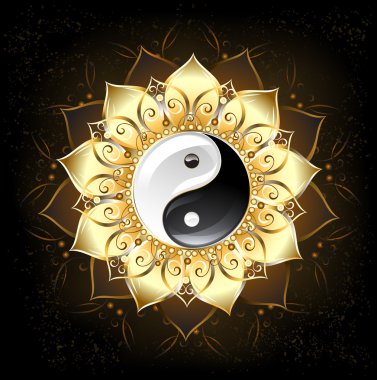 Yin yang altın lotus