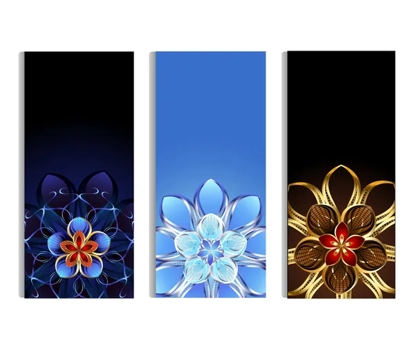 Bannières verticales avec fleurs abstraites — Image vectorielle