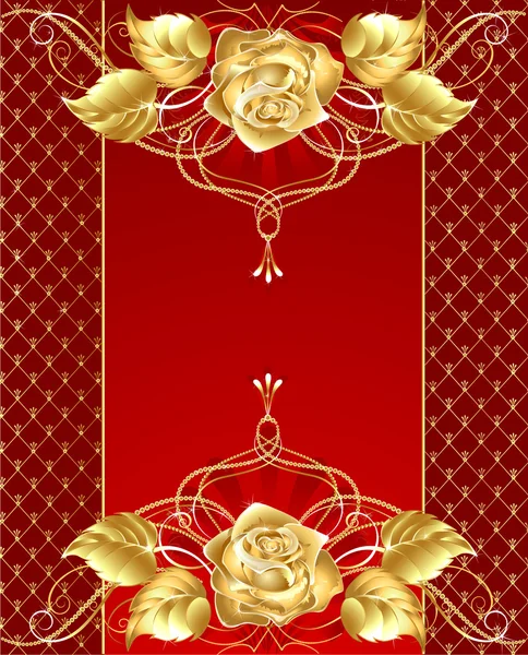 珠宝首饰设计与黄金的玫瑰 — 图库矢量图片