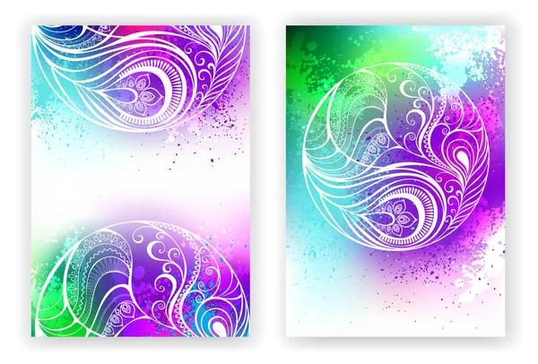 Bright Design White Outline Abstract Pattern Painted Multicolored Watercolor Paint — Stock Vector