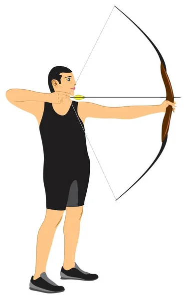 Tiro Con Arco Deporte Atleta Sosteniendo Arco Jugando Lanzar Tiro — Vector de stock