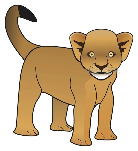 Lion Cub Vecteur Dessin Sur Fond Blanc Isolé Dessin Animé — Image vectorielle
