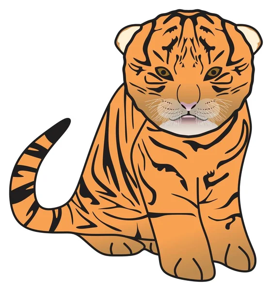 Nouveau Tigre Vecteur Dessin Sur Fond Blanc Isolé Dessin Animé — Image vectorielle