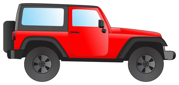 Rojo Suv Vehículo Vector Dibujo Sobre Fondo Blanco Aislado Fuera — Archivo Imágenes Vectoriales
