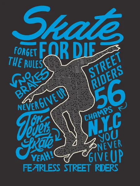 Skater Skateboard Vecteur Design Pour Shirt — Image vectorielle