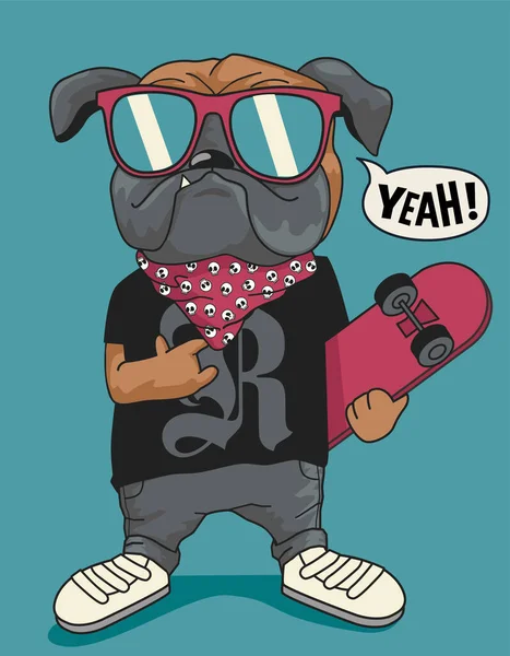 Skateboarder Hund Vektor Design Vektorgrafik