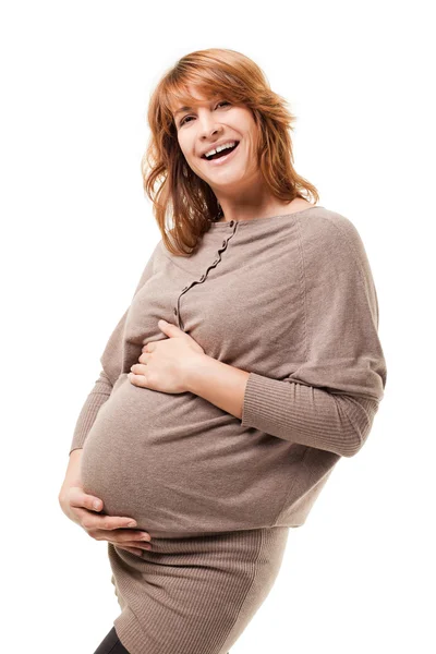 Charming pregnant female laughing — Stock Photo, Image