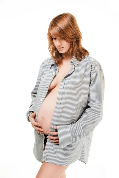 Pregnant tummy expecting mother — Stock Photo, Image